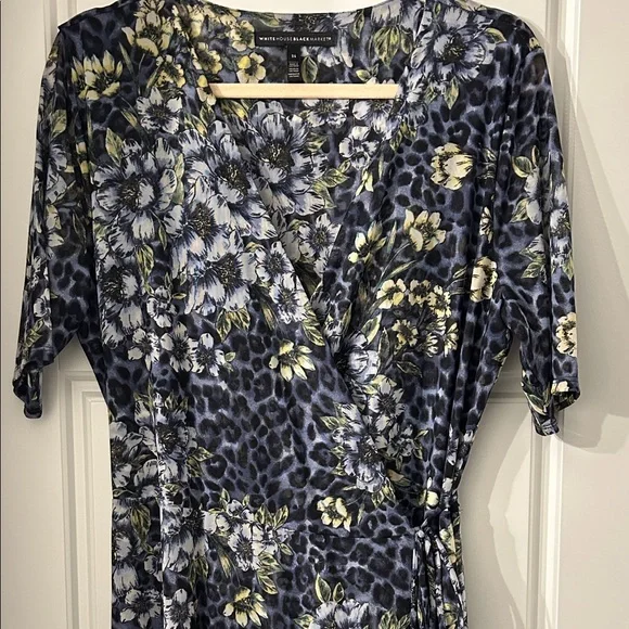 White House Black Market Floral Wrap Dress - Picture 3 of 5
